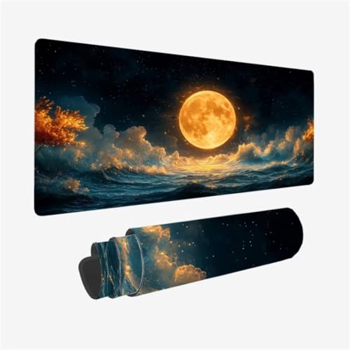 Gaming Mauspad XXL 1500 x 800 mm, Mond Mousepad Wellen Muster mit rutschfeste Gummibasis, Großes Mousepad Gaming Zubehör für Verbessert Präzision und Geschwindigkeix, Geschenke für Frauen,Model346 Gaming Mauspad XXL 1500 x 800 mm, Mond Mousepad Wellen Muster mit rutschfeste Gummibasis, Großes Mousepad Gaming Zubehör für Verbessert Präzision und Geschwindigkeix, Geschenke für Frauen,Model346 von Zhxizscc