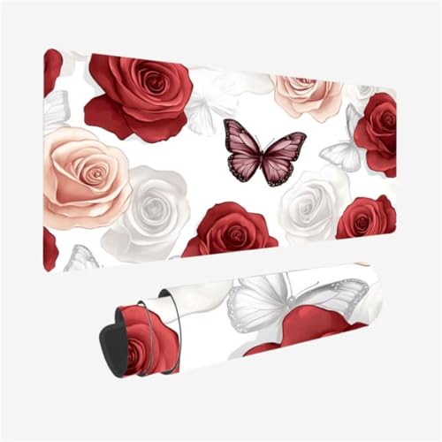 Gaming Mauspad XXL 1500 x 800 mm, Rose Mousepad Schmetterling Muster mit rutschfeste Gummibasis, Mousepad Gaming Zubehör für Verbessert Präzision und Geschwindigkeix, Geschenke für Frauen,Model301 Gaming Mauspad XXL 1500 x 800 mm, Rose Mousepad Schmetterling Muster mit rutschfeste Gummibasis, Mousepad Gaming Zubehör für Verbessert Präzision und Geschwindigkeix, Geschenke für Frauen,Model301 von Zhxizscc