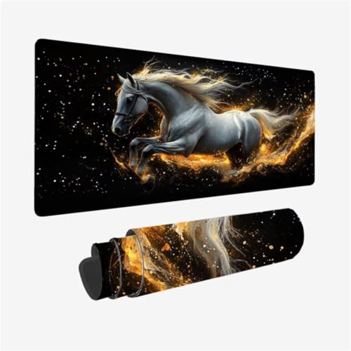 Gaming Mauspad XXL 1500 x 800 mm, Weiß Mousepad Pferd Muster Design mit Rutschfeste Gummibasis, Groß Mousepad Gaming Zubehör für Verbessert Präzision und Geschwindigkeix, Geschenke für Frauen,Model328 Gaming Mauspad XXL 1500 x 800 mm, Weiß Mousepad Pferd Muster Design mit Rutschfeste Gummibasis, Groß Mousepad Gaming Zubehör für Verbessert Präzision und Geschwindigkeix, Geschenke für Frauen,Model328 von Zhxizscc