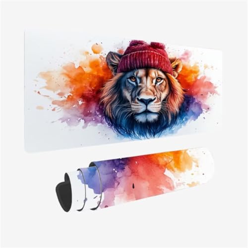 Hut Mauspad 1200 x 600 x 3mm Schreibtischunterlage LöWe Mousepad mit Vernähte Kanten und rutschfeste Gummibasis, WassXerdicht XXL Mauspad PC Zubehör, Home Office Deko, Geschenke für Männer,Model380 Hut Mauspad 1200 x 600 x 3mm Schreibtischunterlage LöWe Mousepad mit Vernähte Kanten und rutschfeste Gummibasis, WassXerdicht XXL Mauspad PC Zubehör, Home Office Deko, Geschenke für Männer,Model380 von Zhxizscc