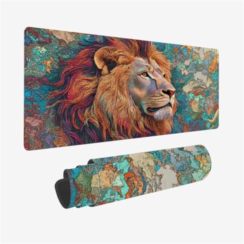 Kunst Mauspad 1500 x 800 x 3mm Schreibtischunterlage LöWe Mousepad mit Vernähte Kanten und rutschfeste Gummibasis, WassXerdicht XXL Mauspad PC Zubehör, Home Office Deko, Geschenke für Männer,Model128 Kunst Mauspad 1500 x 800 x 3mm Schreibtischunterlage LöWe Mousepad mit Vernähte Kanten und rutschfeste Gummibasis, WassXerdicht XXL Mauspad PC Zubehör, Home Office Deko, Geschenke für Männer,Model128 von Zhxizscc