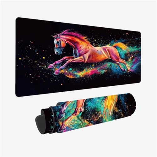 Kunst Mauspad 1600 x 800 x 3mm Schreibtischunterlage Pferd Mousepad mit Vernähte Kanten und Rutschfeste Gummibasis, WassXerdicht XXL Mauspad PC Zubehör, Home Office Deko, Geschenke für Männer,Model716 Kunst Mauspad 1600 x 800 x 3mm Schreibtischunterlage Pferd Mousepad mit Vernähte Kanten und Rutschfeste Gummibasis, WassXerdicht XXL Mauspad PC Zubehör, Home Office Deko, Geschenke für Männer,Model716 von Zhxizscc