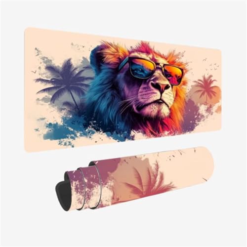Mousepad 1000x500mm XXL Mauspad LöWe Schreibtischunterlage Sonnenbrille Muster mit rutschfeste Gummibasis, Vernähte Kanten, WassXerdicht Desk Mat, Anti-Rutsch, Waschbar, Gamer Gaming Zubehör,Model402 Mousepad 1000x500mm XXL Mauspad LöWe Schreibtischunterlage Sonnenbrille Muster mit rutschfeste Gummibasis, Vernähte Kanten, WassXerdicht Desk Mat, Anti-Rutsch, Waschbar, Gamer Gaming Zubehör,Model402 von Zhxizscc