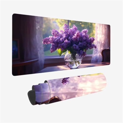 Mousepad 1500x800mm XXL Mauspad Lavendel Schreibtischunterlage Fensterbank Muster mit rutschfeste Gummibasis, Vernähte Kanten, WassXerdicht Desk Mat, Anti-Rutsch, Waschbar, Gaming PC Zubehör,Model114 Mousepad 1500x800mm XXL Mauspad Lavendel Schreibtischunterlage Fensterbank Muster mit rutschfeste Gummibasis, Vernähte Kanten, WassXerdicht Desk Mat, Anti-Rutsch, Waschbar, Gaming PC Zubehör,Model114 von Zhxizscc