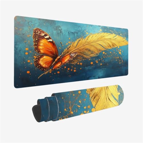 Mousepad 1500x800mm XXL Mauspad Schmetterling Schreibtischunterlage Feder Muster mit rutschfeste Gummibasis, Vernähte Kanten, WassXerdicht Desk Mat, Anti-Rutsch, Waschbar, Gaming PC Zubehör,Model102 Mousepad 1500x800mm XXL Mauspad Schmetterling Schreibtischunterlage Feder Muster mit rutschfeste Gummibasis, Vernähte Kanten, WassXerdicht Desk Mat, Anti-Rutsch, Waschbar, Gaming PC Zubehör,Model102 von Zhxizscc
