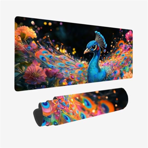 Mousepad 600x300mm XXL Mauspad Pfau Schreibtischunterlage Blume Muster mit Rutschfeste Gummibasis Design, Vernähte Kanten, WassXerdicht Desk Mat, Anti-Rutsch, Waschbar, Gamer Gaming PC Zubehör,Model30 Mousepad 600x300mm XXL Mauspad Pfau Schreibtischunterlage Blume Muster mit Rutschfeste Gummibasis Design, Vernähte Kanten, WassXerdicht Desk Mat, Anti-Rutsch, Waschbar, Gamer Gaming PC Zubehör,Model30 von Zhxizscc