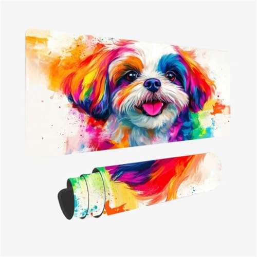 Mousepad 700x300mm XXL Mauspad Hund Schreibtischunterlage Farbe Muster mit rutschfeste Gummibasis Design, Vernähte Kanten, WassXerdicht Desk Mat, Anti-Rutsch, Waschbar, Gamer Gaming Zubehör,Model246 Mousepad 700x300mm XXL Mauspad Hund Schreibtischunterlage Farbe Muster mit rutschfeste Gummibasis Design, Vernähte Kanten, WassXerdicht Desk Mat, Anti-Rutsch, Waschbar, Gamer Gaming Zubehör,Model246 von Zhxizscc