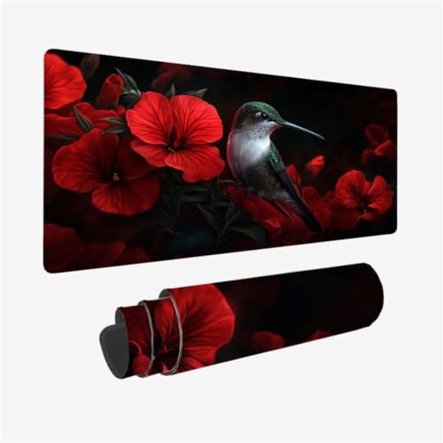 Mousepad 800x300mm XXL Mauspad Vogel Schreibtischunterlage Blume Muster mit rutschfeste Gummibasis Design, Vernähte Kanten, WassXerdicht Desk Mat, Anti-Rutsch, Waschbar, Gamer Gaming Zubehör,Model111 Mousepad 800x300mm XXL Mauspad Vogel Schreibtischunterlage Blume Muster mit rutschfeste Gummibasis Design, Vernähte Kanten, WassXerdicht Desk Mat, Anti-Rutsch, Waschbar, Gamer Gaming Zubehör,Model111 von Zhxizscc