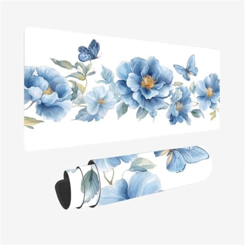 Mousepad 800x400mm XXL Mauspad Blume Schreibtischunterlage Blau Muster mit Rutschfeste Gummibasis Design, Vernähte Kanten, WassXerdicht Desk Mat, Anti-Rutsch, Waschbar, Gamer Gaming PC Zubehör,Model51 Mousepad 800x400mm XXL Mauspad Blume Schreibtischunterlage Blau Muster mit Rutschfeste Gummibasis Design, Vernähte Kanten, WassXerdicht Desk Mat, Anti-Rutsch, Waschbar, Gamer Gaming PC Zubehör,Model51 von Zhxizscc