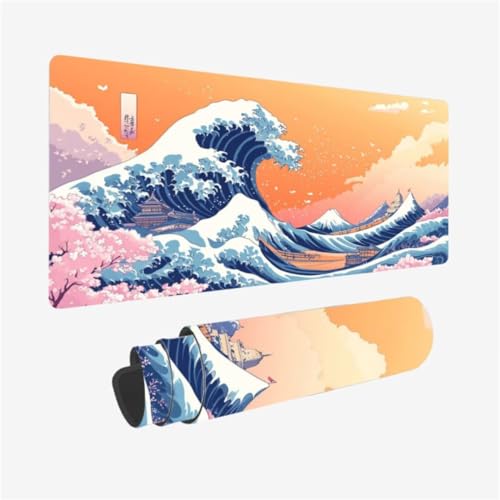 Mousepad 900x400mm XXL Mauspad Japan Schreibtischunterlage Wellen Muster mit rutschfeste Gummibasis Design, Vernähte Kanten, WassXerdicht Desk Mat, Anti-Rutsch, Waschbar, Gamer Gaming Zubehör,Model57 Mousepad 900x400mm XXL Mauspad Japan Schreibtischunterlage Wellen Muster mit rutschfeste Gummibasis Design, Vernähte Kanten, WassXerdicht Desk Mat, Anti-Rutsch, Waschbar, Gamer Gaming Zubehör,Model57 von Zhxizscc