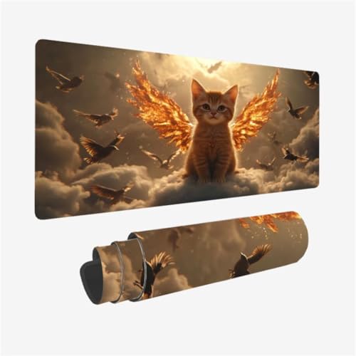 Mousepad 900x400mm XXL Mauspad Katze Schreibtischunterlage FlüGel Muster mit rutschfeste Gummibasis Design, Vernähte Kanten, WassXerdicht Desk Mat, Anti-Rutsch, Waschbar, Gamer Gaming Zubehör,Model75 Mousepad 900x400mm XXL Mauspad Katze Schreibtischunterlage FlüGel Muster mit rutschfeste Gummibasis Design, Vernähte Kanten, WassXerdicht Desk Mat, Anti-Rutsch, Waschbar, Gamer Gaming Zubehör,Model75 von Zhxizscc