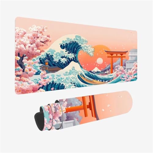 Mousepad 900x400mm XXL Mauspad KirschblüTen Schreibtischunterlage Wellen Muster mit Rutschfeste Gummibasis, Vernähte Kanten, WassXerdicht Desk Mat, Anti-Rutsch, Waschbar, Gamer Gaming Zubehör,Model216 Mousepad 900x400mm XXL Mauspad KirschblüTen Schreibtischunterlage Wellen Muster mit Rutschfeste Gummibasis, Vernähte Kanten, WassXerdicht Desk Mat, Anti-Rutsch, Waschbar, Gamer Gaming Zubehör,Model216 von Zhxizscc