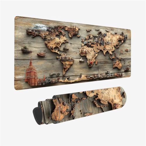 Retro Mauspad 1600 x 800 x 3mm Schreibtischunterlage Karte Mousepad mit Vernähte Kanten und rutschfeste Gummibasis, WassXerdicht XXL Mauspad PC Zubehör, Home Office Deko, Geschenke für Männer,Model86 Retro Mauspad 1600 x 800 x 3mm Schreibtischunterlage Karte Mousepad mit Vernähte Kanten und rutschfeste Gummibasis, WassXerdicht XXL Mauspad PC Zubehör, Home Office Deko, Geschenke für Männer,Model86 von Zhxizscc