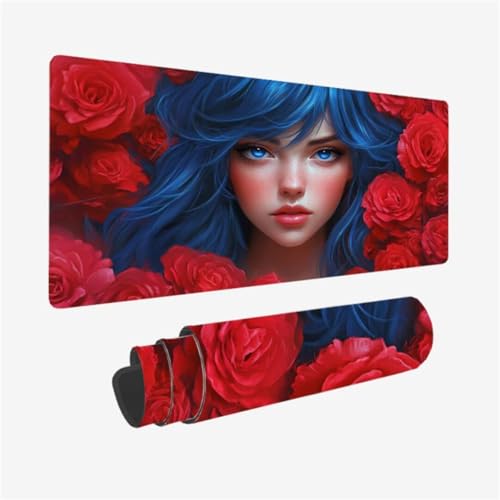 Rose Mauspad 900 x 400 x 3mm Schreibtischunterlage Frau Mousepad mit Vernähte Kanten und rutschfeste Gummibasis, WassXerdicht XXL Mauspad PC Zubehör, Home Office Deko, Geschenke für Männer,Model26 Rose Mauspad 900 x 400 x 3mm Schreibtischunterlage Frau Mousepad mit Vernähte Kanten und rutschfeste Gummibasis, WassXerdicht XXL Mauspad PC Zubehör, Home Office Deko, Geschenke für Männer,Model26 von Zhxizscc