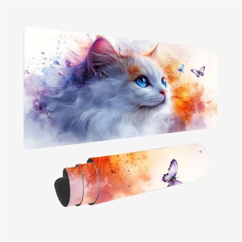 Schmetterling Mauspad 800 x 300 x 3mm Schreibtischunterlage Katze Mousepad mit Vernähte Kanten und rutschfeste Gummibasis, WassXerdicht Mauspad PC Zubehör, Office Deko, Geschenke für Männer,Model374 Schmetterling Mauspad 800 x 300 x 3mm Schreibtischunterlage Katze Mousepad mit Vernähte Kanten und rutschfeste Gummibasis, WassXerdicht Mauspad PC Zubehör, Office Deko, Geschenke für Männer,Model374 von Zhxizscc