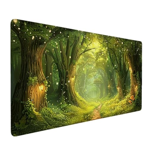 Gaming Mauspad XXL 800x300 - XXL Mousepad groß Schreibtischunterlage mit Motiv - Verbessert Präzision und Geschwindigkeit Schreibtisch Unterlage - auch für Maus und Tastatur Geschenk GrüN (Baum) W-2 von Zhyolei
