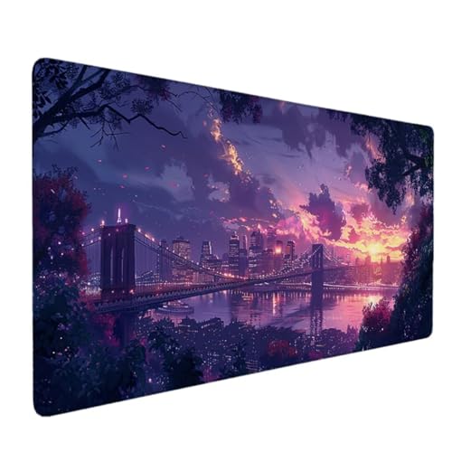 Gaming Mauspad XXL 800x300 - XXL Mousepad groß Schreibtischunterlage mit Motiv - Verbessert Präzision und Geschwindigkeit Schreibtisch Unterlage - auch für Maus und Tastatur Lila (Landschaft) T-2 von Zhyolei