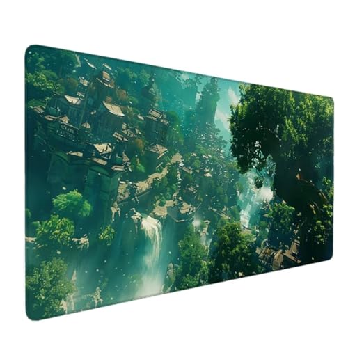 Hartes Gaming Mauspad 700x300mm, Optimiert für Gaming-Sensoren, Geringe Oberflächenreibung, Wasserdicht Rutschfeste Schreibtischunterlage, Mac-PC-Gaming-Zubehör, Mousepad XXL GrüN (Landschaft) 3-3 von Zhyolei