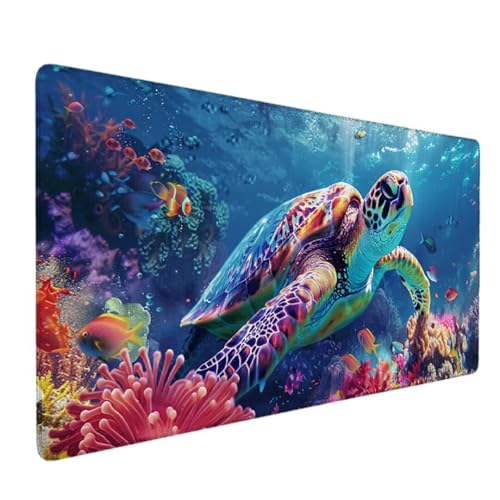 Hartes Gaming Mauspad 800x400, Optimiert für Gaming-Sensoren, Geringe Oberflächenreibung, Wasserdicht & Rutschfeste Schreibtischunterlage, Mac-PC-Gaming-Zubehör, Mousepad XXL Blau (SchildkröTe) E-7 von Zhyolei