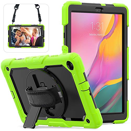 Schutzhülle für Samsung Galaxy Tab A 10.1 T510 T515 2019 (Full Body & [Stoßfest] Hybrid Armor Schutzhülle mit 360 drehbarem Ständer & Gurt für Galaxy Tab A 10.1 grün von Zi_Hang