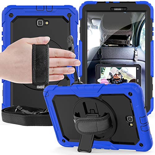 Schutzhülle für Samsung Galaxy Tab A 10.1 T580 T585 [Ganzkörper] & [stoßfest] Hybrid Armor Schutzhülle mit 360 drehbarem Ständer & Gurt für Galaxy Tab A 10.1 blau von Zi_Hang