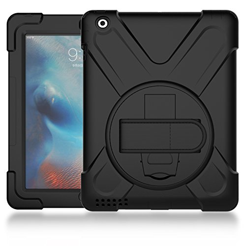 Schutzhülle für iPad 2/3 / 4, strapazierfähig, stoßfest, mit integriertem Ständer und Handgriff schwarz von Zi_Hang
