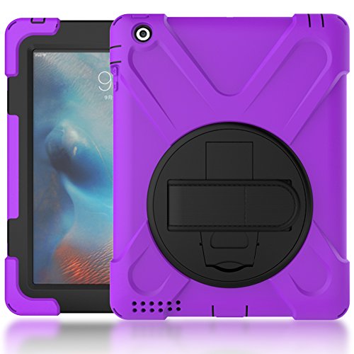 Schutzhülle für iPad 2/3 / 4, strapazierfähig, stoßfest, mit integriertem Ständer und Handgriff violett von Zi_Hang
