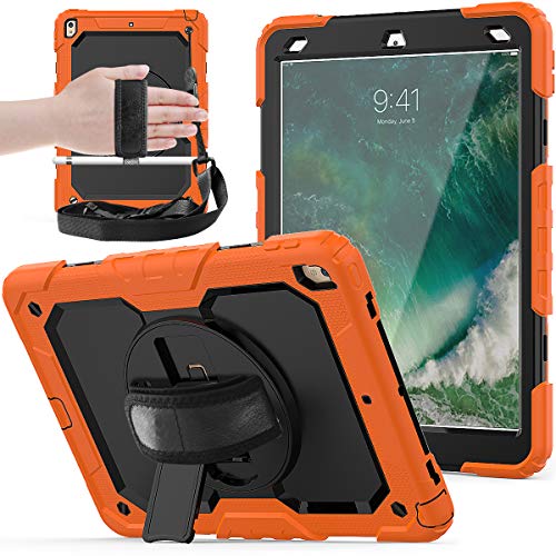 Schutzhülle für iPad Pro 10.5 / Air 10.5 Case [Full Body] & [stoßfest] Hybrid Armor Schutzhülle mit 360 drehbarem Ständer & Gurt für iPad Pro 10.5 / Air 10.5 Orange von Zi_Hang