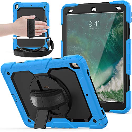 Schutzhülle für iPad Pro 10.5 / Air 10.5 Case [Full Body] & [stoßfest] Hybrid Armor Schutzhülle mit 360 drehbarem Ständer & Gurt für iPad Pro 10.5 / Air 10.5 himmelblau von Zi_Hang