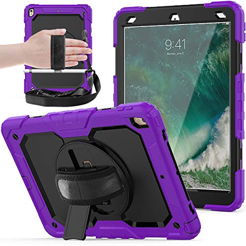 Schutzhülle für iPad Pro 10.5 / Air 10.5 Case [Full Body] & [stoßfest] Hybrid Armor Schutzhülle mit 360 drehbarem Ständer & Gurt für iPad Pro 10.5 / Air 10.5 violett von Zi_Hang