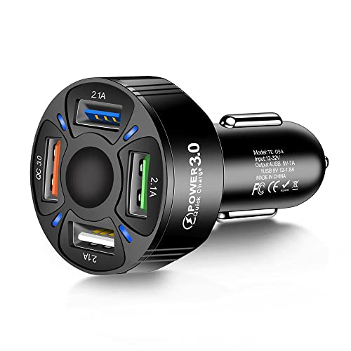 Ziyan 7A 35W QC 3.0 Universal 12-32V Autoladegerät Zigarettenanzünder 4 USB Ladegerät KFZ LKW Auto Ladeadapter Adapter Handy mit Android, Samsung Galaxy, Huawei, Xiaomi von Ziyan