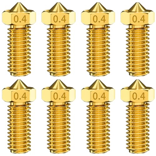 Ziamzra 8 Stück Nozzle 0.4mm 3D Drucker Düse Extruder Messing Stainless Steel Hotend Düse Langgröße für 3D Drucker Filament 1,75mm 3D Drucker Zubehör für Artillery Phaetus Kobra Max Volcano 3D Printer von Ziamzra