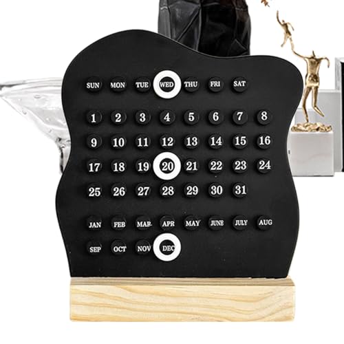 Zibeem Holzkalender,Dekorativer Tischkalender Mit Funktion | Monats- Wochen- & Datumsanzeige Für Zuhause, Büro & Klassenzimmer von Zibeem
