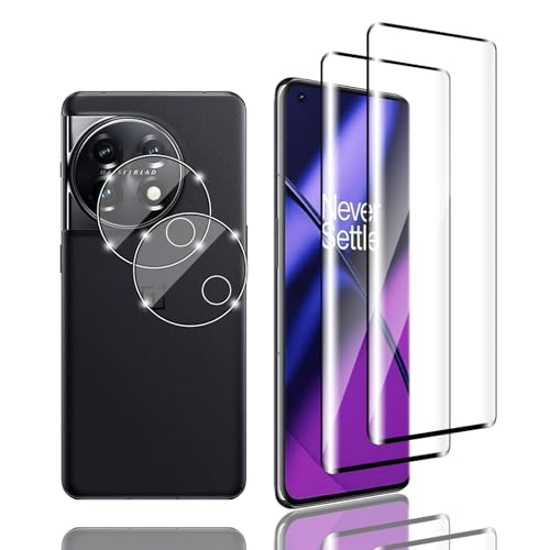 Zicurz 2+2 Stück Schutzglas für OnePlus 11, für Panzer Schutz Glas, 2 Stück Schutzfolie und 2 Stück Kamera-Schutzglas, HD Displayschutz, Blasenfrei, für OnePlus 11 von Zicurz