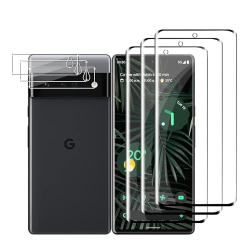 Zicurz 3+3 Stück Schutzglas für Google Pixel 6 Pro 5G, für Panzer Schutz Glas, 3 Stück Schutzfolie und 3 Stück Kamera-Schutzglas, HD Displayschutz, Blasenfrei, für Google Pixel 6 Pro 5G von Zicurz