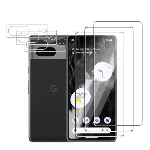 Zicurz 3+3 Stück Schutzglas für Google Pixel 7 5G, für Panzer Schutz Glas, 3 Stück Schutzfolie und 3 Stück Kamera-Schutzglas, HD Displayschutz, Blasenfrei, für Google Pixel 7 5G von Zicurz