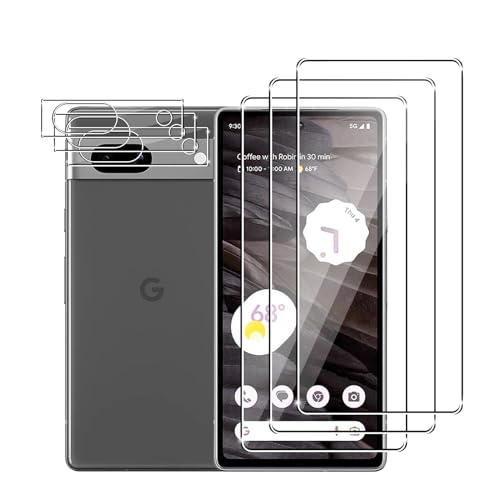 Zicurz 3+3 Stück Schutzglas für Google Pixel 7a 5G, für Panzer Schutz Glas, 3 Stück Schutzfolie und 3 Stück Kamera-Schutzglas, HD Displayschutz, Blasenfrei, für Google Pixel 7a 5G von Zicurz
