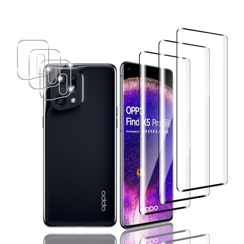 Zicurz 3+3 Stück Schutzglas für OPPO Find X5 Pro 5G, für Panzer Schutz Glas, 3 Stück Schutzfolie und 3 Stück Kamera-Schutzglas, HD Displayschutz, für OPPO Find X5 Pro 5G von Zicurz