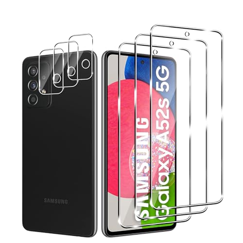 Zicurz 3+3 Stück Schutzglas für Samsung Galaxy A52s 5G, für Panzer Schutz Glas, 3 Stück Schutzfolie und 3 Stück Kamera-Schutzglas, HD Displayschutz, Blasenfrei, für Samsung Galaxy A52s 5G von Zicurz