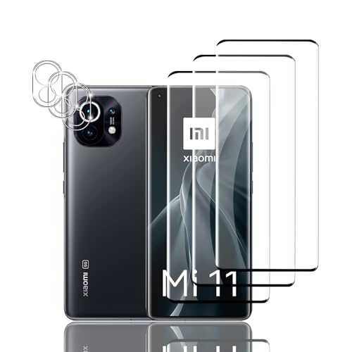 Zicurz 3+3 Stück Schutzglas für Xiaomi Mi 11 5G, für Panzer Schutz Glas, 3 Stück Schutzfolie und 3 Stück Kamera-Schutzglas, HD Displayschutz, Blasenfrei, für Xiaomi Mi 11 5G von Zicurz