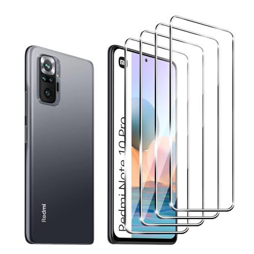 Zicurz 4 Stück Schutzglas für Xiaomi Redmi Note 10 Pro, für Panzer Schutz Glas, Schutzfolie, HD Displayschutz, Blasenfrei, für Xiaomi Redmi Note 10 Pro von Zicurz