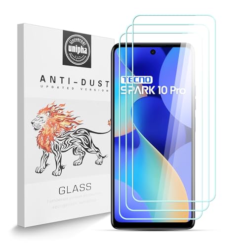 Zidwzidwei Schutzfolie für Tecno Spark 10 Pro, 9H-Härte Tempered Glass, Anti-Kratzer, Einfache Installation, Bruchsicher Displayschutzfolie für Tecno Spark 10 Pro [3 Stück] von Zidwzidwei