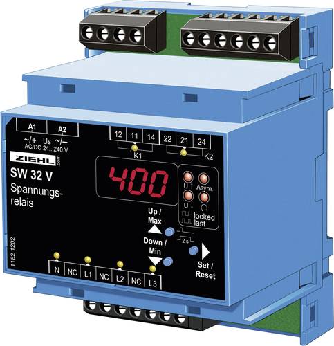 Ziehl SW32V Spannungsüberwachungsrelais Anzahl Relais-Ausgänge: 2 Ziehl SW32V Spannungsüberwachungsrelais Anzahl Relais-Ausgänge: 2 von Ziehl