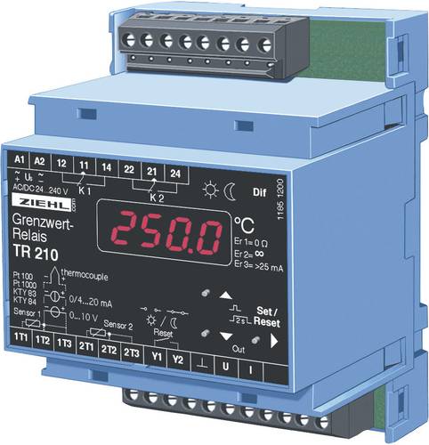 Ziehl TR 210 Temperaturregler KTY -270 bis 1820°C Relais 5 A, Analog Strom (L x B x H) 58 x 70 x 90 von Ziehl