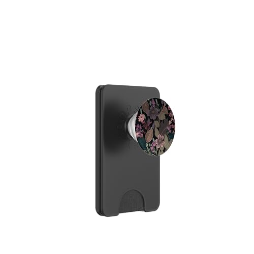 Rosa und lila Blumen auf schwarzem dunklem Blumenmuster PopSockets PopWallet für MagSafe von Ziemlich dunkle, schwermütige Blumenmuster
