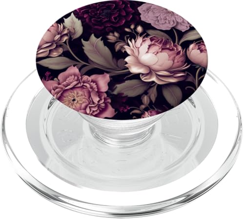 Stimmungsvolles Blumenmuster in Magenta und Altrosa PopSockets PopGrip für MagSafe von Ziemlich dunkle Blumen-Designs