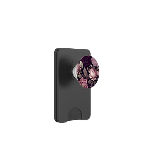 Stimmungsvolles Blumenmuster in Magenta und Altrosa PopSockets PopWallet für MagSafe von Ziemlich dunkle Blumen-Designs