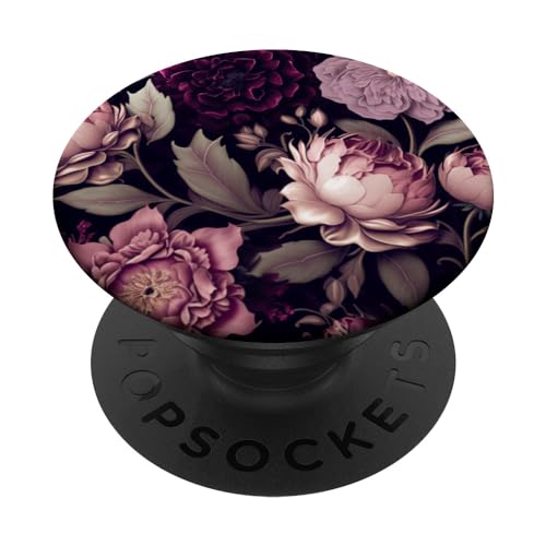 Stimmungsvolles Blumenmuster in Magenta und Altrosa PopSockets Klebender PopGrip von Ziemlich dunkle Blumen-Designs