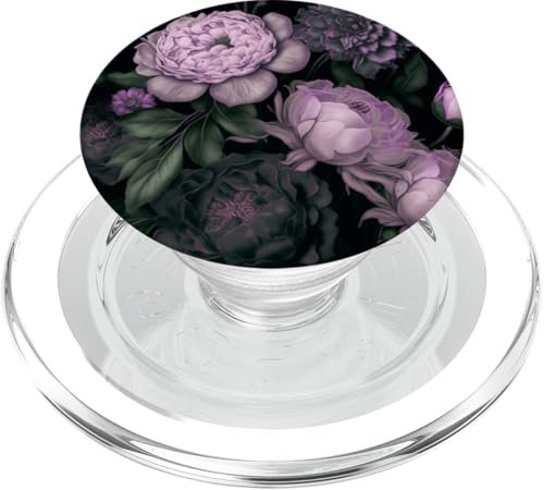 Dunkles Blumenmuster mit Lavendel-lila Blumen PopSockets PopGrip für MagSafe von Ziemlich dunkle Blumenmuster