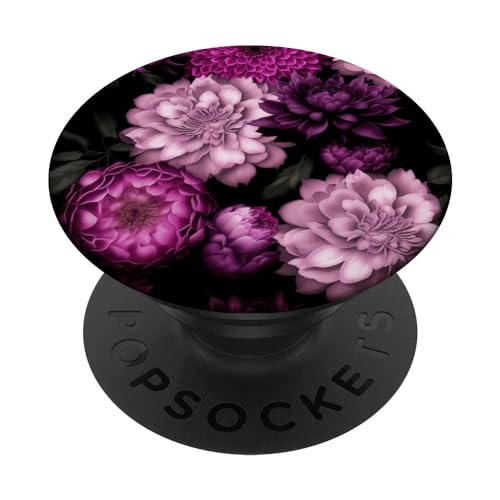Rosa und lila Blumenmuster mit Dahlie-Blumen PopSockets Klebender PopGrip von Ziemlich dunkle Blumenmuster